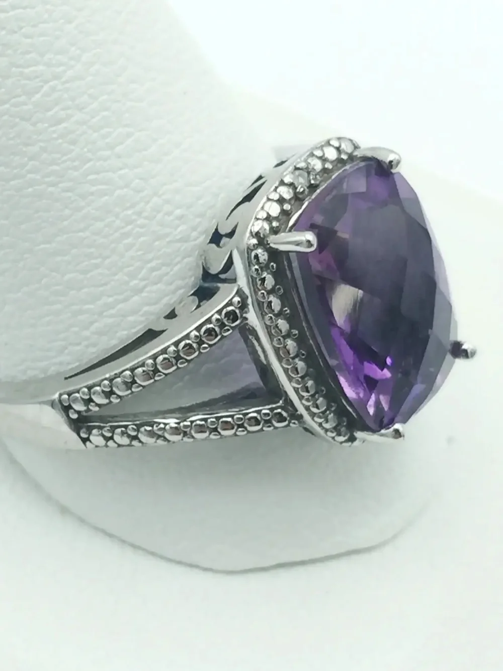 Sterling Silver Amethyst Statement Ring - Purple